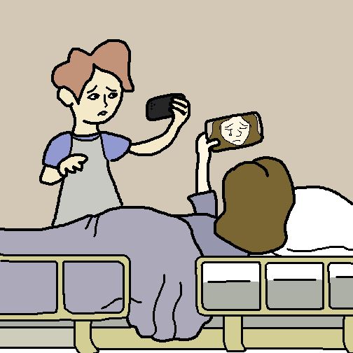 O último quadrinho de loss, mas tanto quanto o marido e a esposa estão gravando estories tristes após a esposa perder o bebê