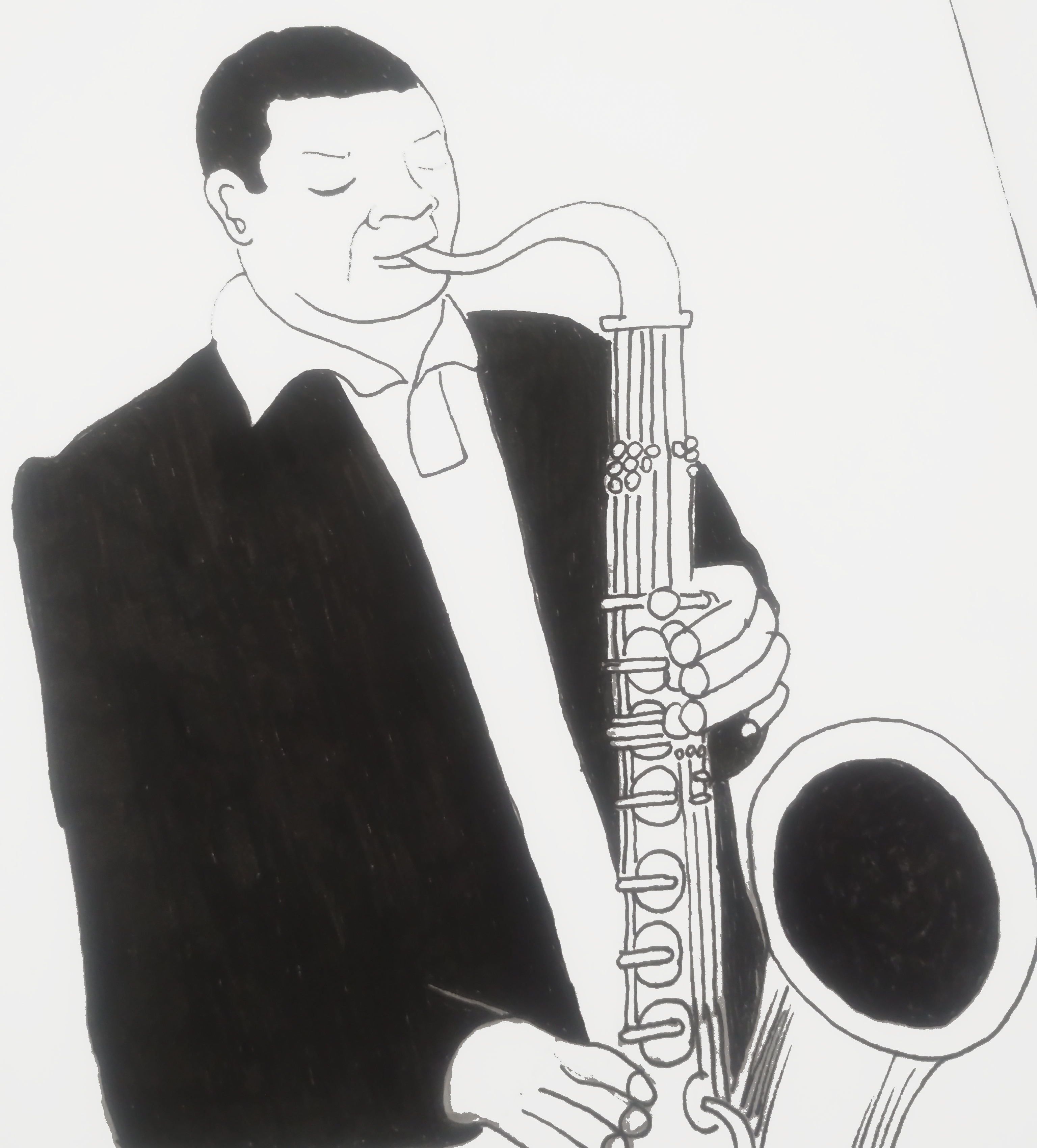 Um saxofonista tocando saxofone